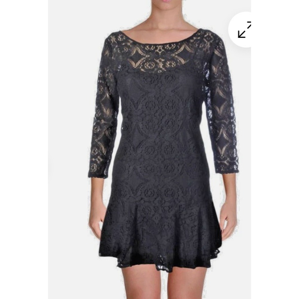 Free People Dress Womens Size 4 Black Walking To The Sun Lace Whimsigoth Witchy